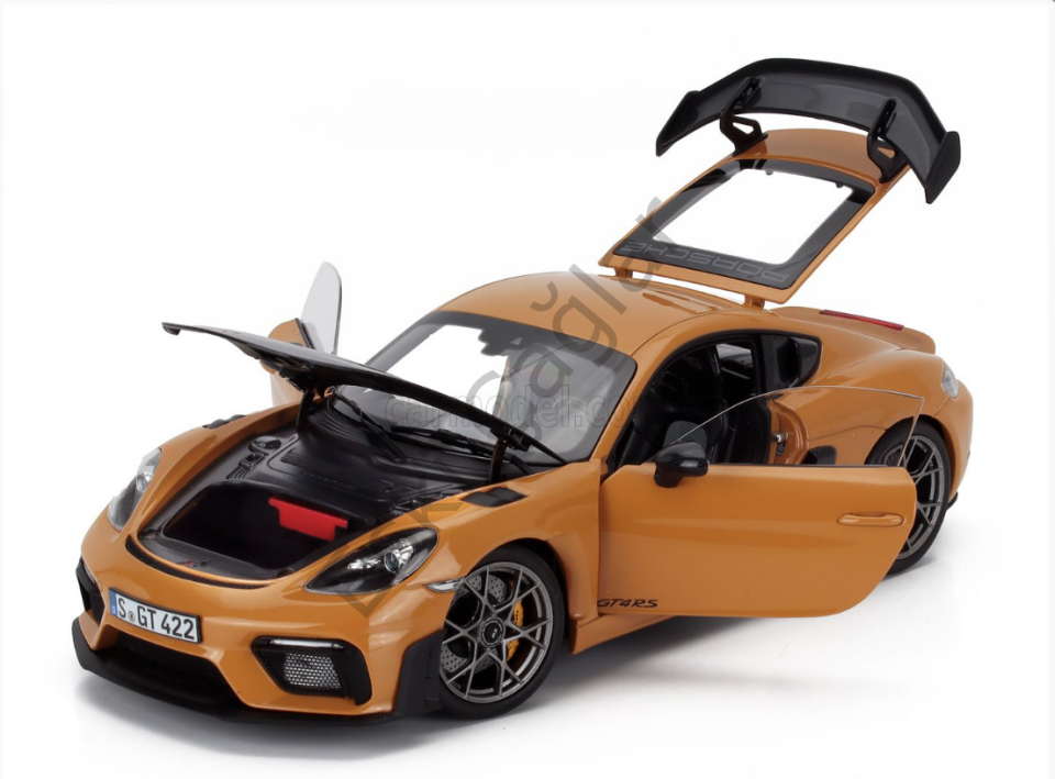 1:18 Norev 2023 Porsche Cayman GT4 RS Weissach Pack Bahama Yellow Black