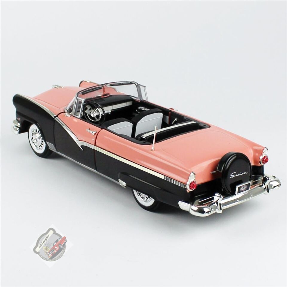 1:18 AutoWorld 1956 Ford Fairlane Sunliner Pembe ve Siyah