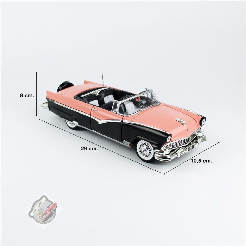 1:18 AutoWorld 1956 Ford Fairlane Sunliner Pembe ve Siyah