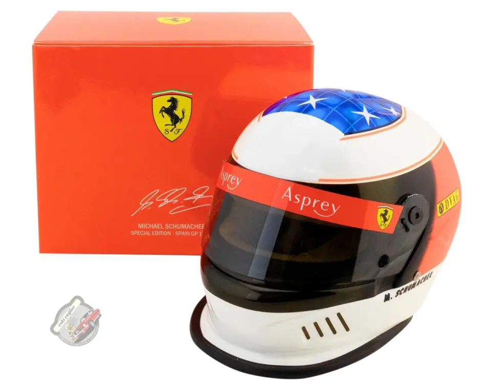 1:2 Bell Michael Schumacher Scuderia Ferrari # Winner Spanish GP Formula 1 1996 Kask