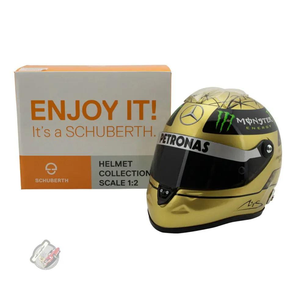 1:2 Schuberth Helm 1:2 Michael Schumacher Spa 2011 Gold Kask