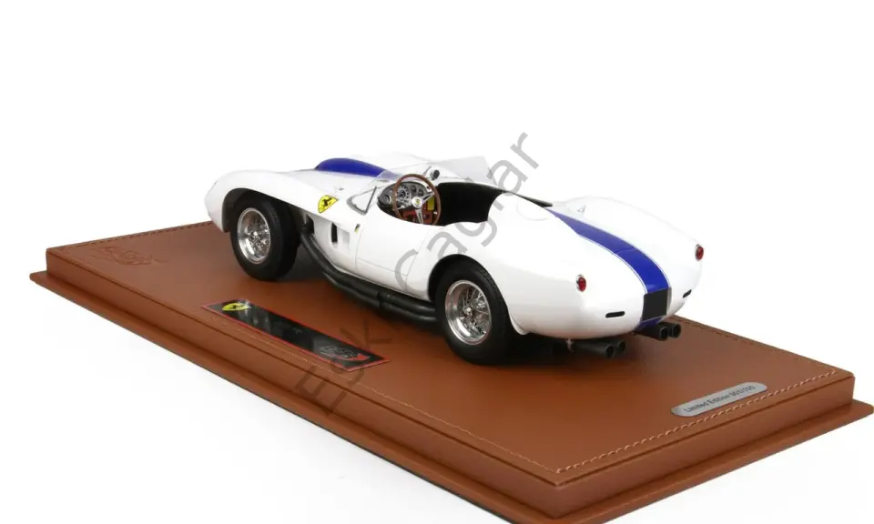 1:18 BBR Models 1957 Ferrari 250 Testarossa White with Blue Stripe 100 Limits (Ön Sipariş)