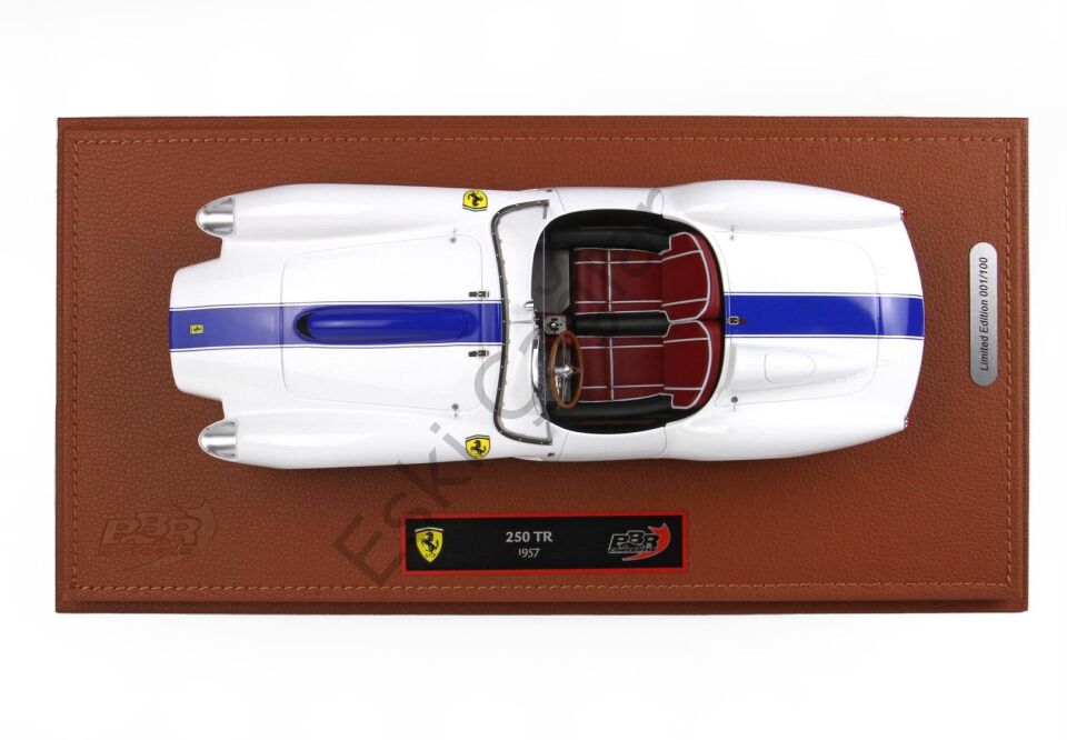 1:18 BBR Models 1957 Ferrari 250 Testarossa White with Blue Stripe 100 Limits