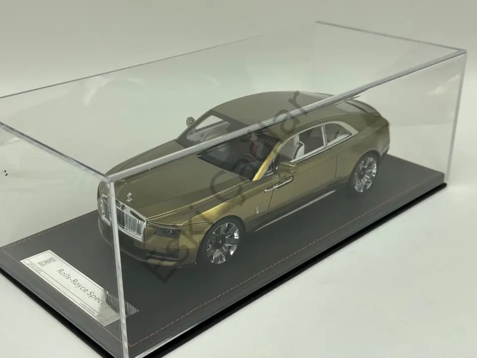 1:18 DF Models Rolls Royce Spectre in Gold limited on a black leather base