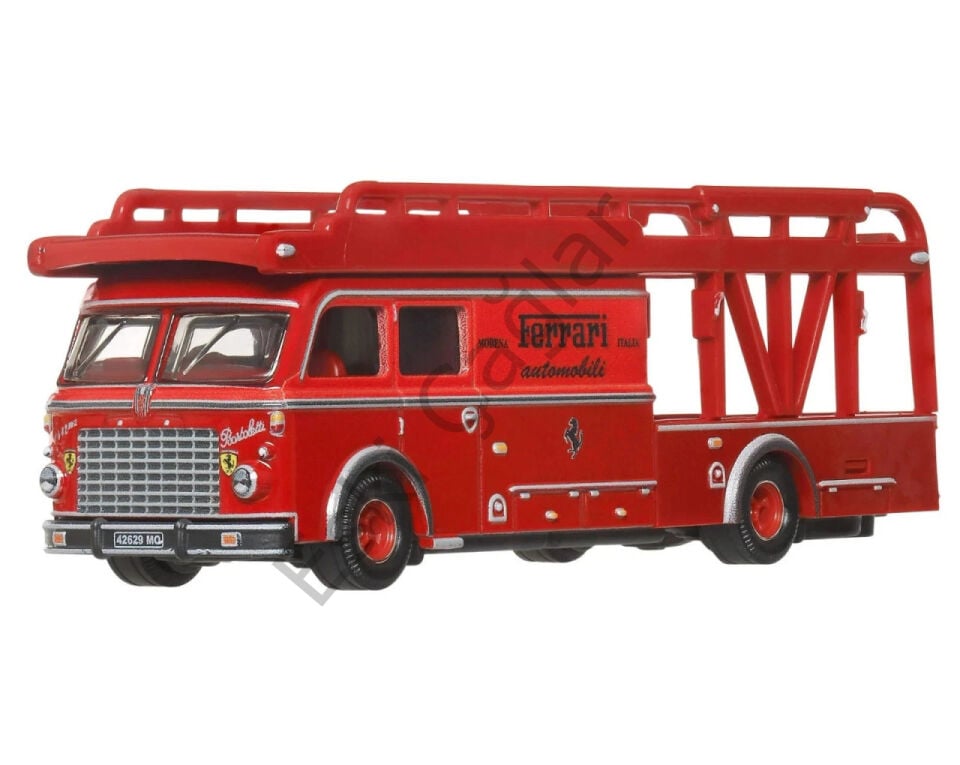 1:64 Hot Wheels Premium Ferrari 250 GTO #22 (Red) with Fiat 642 RN2 Bartoletti Transporter