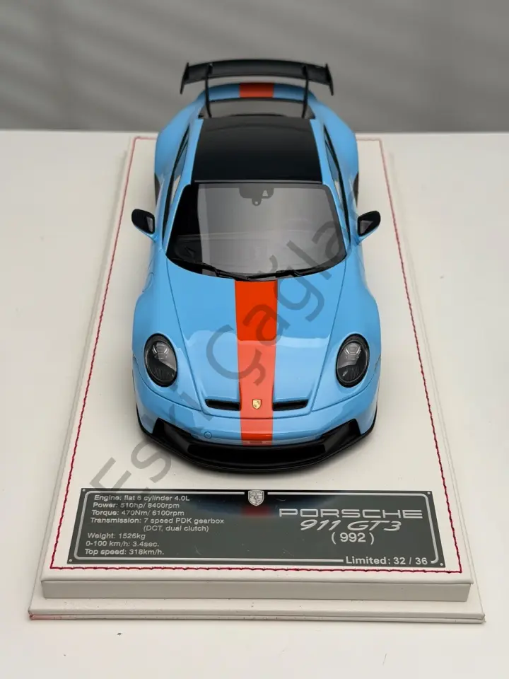 1:18 Davis & Giovanni Porsche GT3 (Baby Blue, Orange Stripe) Limited Edition