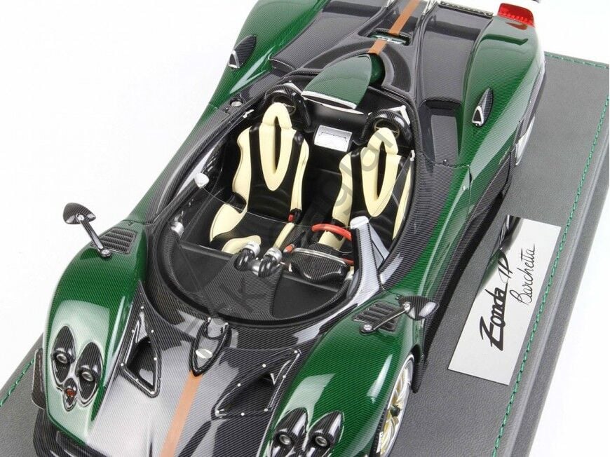 1:18 BBR Models Pagani Zonda HP Barchetta Green Carbon Fiber Recine Model
