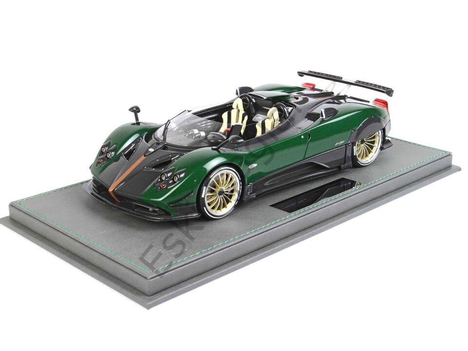 1:18 BBR Models Pagani Zonda HP Barchetta Green Carbon Fiber Recine Model